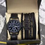 3 Pcs. set Mens Quartz Wirst Watch With Woven Bracelets