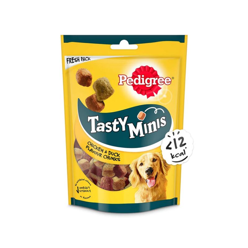 Pedigree tasty minis cubes adult dog treat chicken duck flavor chunks